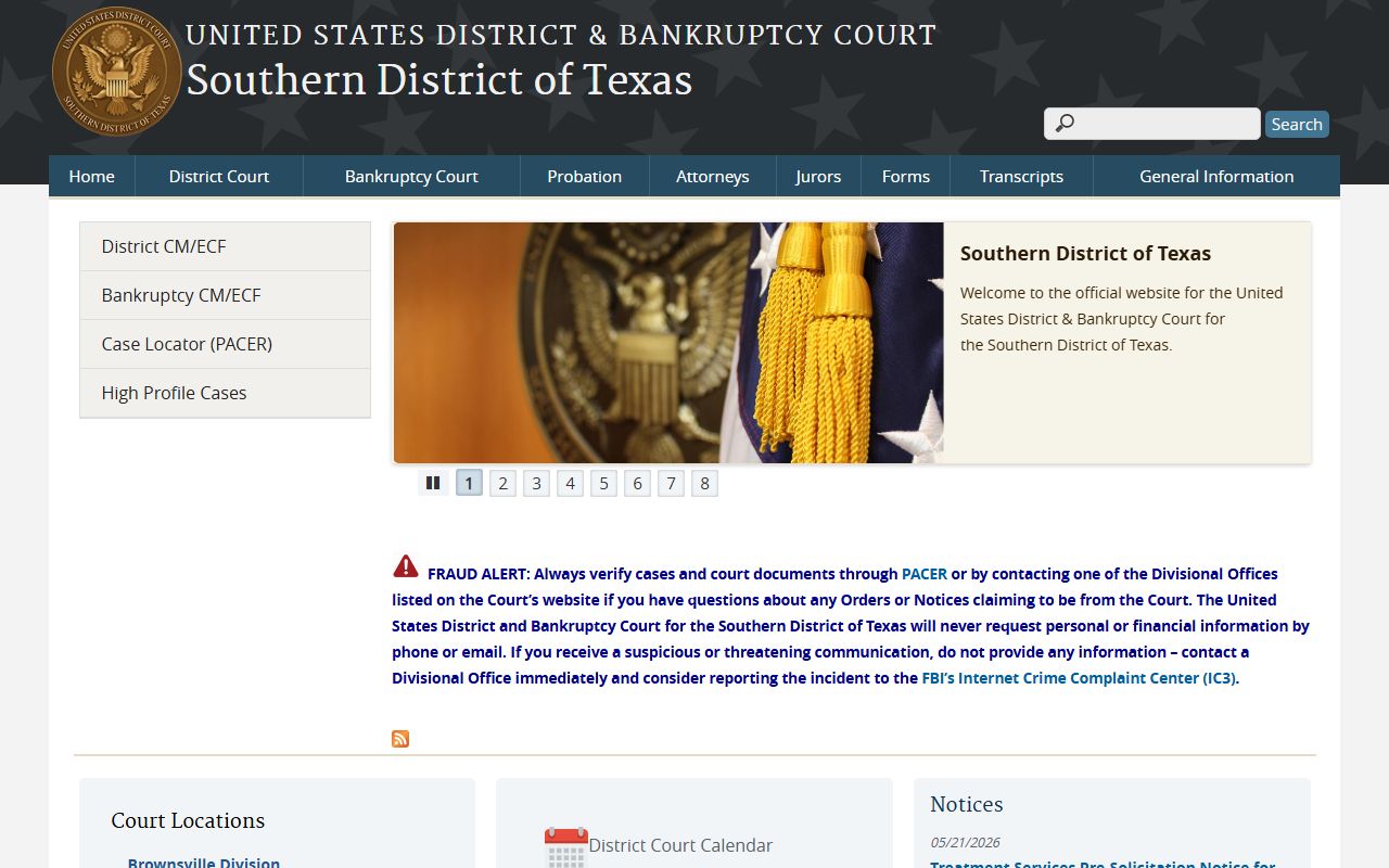 U.S. District Court for the Southern District of Texas, the federal court for Brazoria County